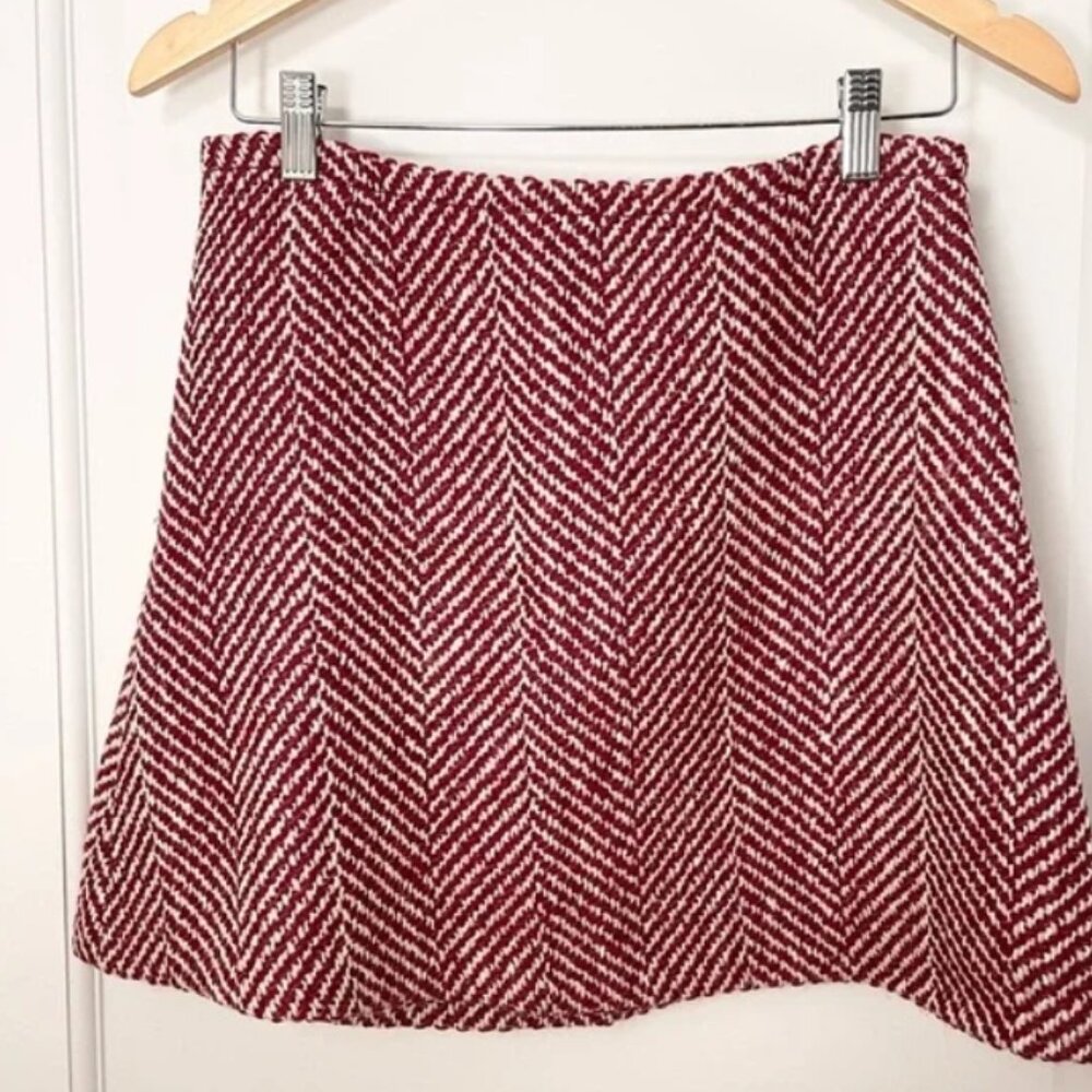 Piazza Sempione Burgundy Herringbone Tweed Mini